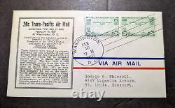 1937 États-Unis Airmail Première Journée de Couverture FDC Washington DC à St Louis MO Trans Pacifique