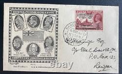 1940 Rangoon Birmanie Premier Jour Couverture Fdc Centenaire Du Timbre Postal Local