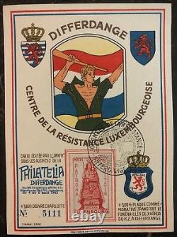 1945 Luxembourg Carte postale souvenir Premier jour de couverture FDC Journée de la Résistance B