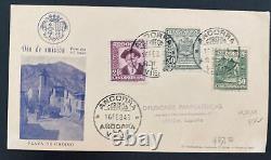 1948 Andorre Première Journée Enveloppe Aérienne FDC vers Lérida Espagne Sc#48-51