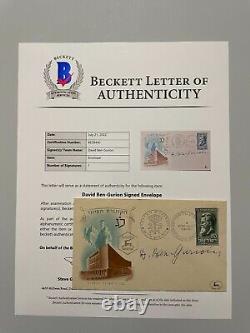 1951 David Ben Gurion Autographe Signé Premier Jour Couverture FDC Enveloppe BAS BECKETT
