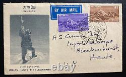 1953 Bombay India Airmail Couverture Du Premier Jour Conquête Fdc Du Mont Everest Sc#244-5