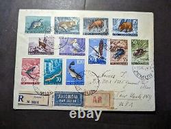 1954 Enveloppe Premier Jour d'émission de timbres aériens enregistrés de Yougoslavie, de Zemun à New York NY, États-Unis.