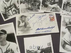 1957 Milwaukee Braves Baseball Autographié Couverture De Premier Jour (7) & Brace Photo Jsa