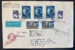 1957 Moscou Russie Urss Premier Jour Airmail Cover À New York USA Space Rockets