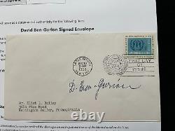 1959 David Ben Gourion Autographe Signé Premier Jour Enveloppe FDC BAS BECKETT