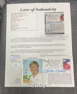 1986 Enveloppe du premier jour signée à la main par MICKEY MANTLE avec lettre Yankee 1823B et certificat d'authenticité JSA COA