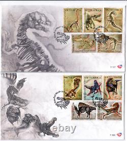 Afrique du Sud 2009 Ensemble de 2 enveloppes premier jour avec timbres dinosaures en 3D FDC