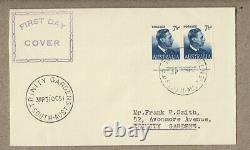 Australie 1951 Frank Smith 7d Kgvi Imprint Paire Couverture Fdc