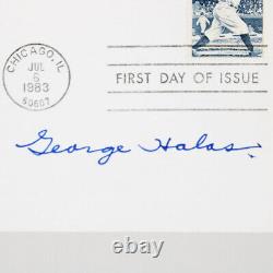 Carte index signée par George Halas, enveloppe du premier jour de l'émission des Bears Yankees, certificat d'authenticité JSA