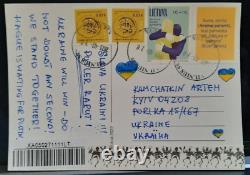 Carte postale FDC du navire de guerre russe passée par le soutien postal Ukraine Lituanie-Ukraine
