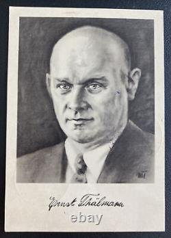 Carte postale illustrée du premier jour avec un timbre commémoratif de 1946 de Berlin en Allemagne avec Ernest Thalmann