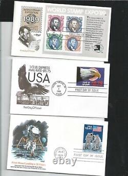 Collection de 300+ enveloppes Premier Jour des États-Unis (FDC) avec Lot Fleetwood non adressé.