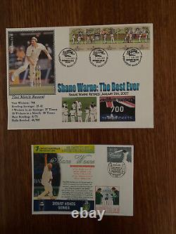 Collection de couvertures de premier jour du cricket ultime de Shane Warne. 42 couvertures
