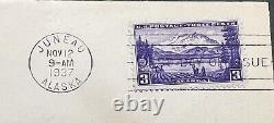 Couverture de premier jour de Juin 12 1937 Juneau Alaska avec timbres de 3 centimes