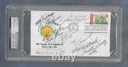 Couverture de premier jour de football autographiée des Green Bay Packers PSA SLAB (9)
