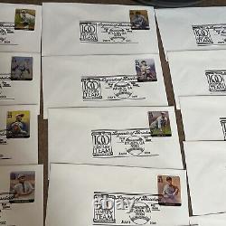 Énorme lot de couvertures de premier jour de timbres de baseball MLB des États-Unis avec McGwire et Ruth