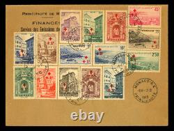 Ensemble de la Croix-Rouge de 1940 sur FDC #B36-B50 lié par Monaco le 10 février 1940 timbre premier jour.