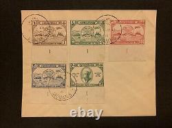 Ensemble de timbres UPU de Jordanie de 1948 avec marge correspondante n°1 sur enveloppe premier jour.