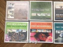 Ensembles annuels de timbres de l'année Nouvelle-Zélande: Premiers Jour 2006-2013 Huit ans de FDC en superbe état