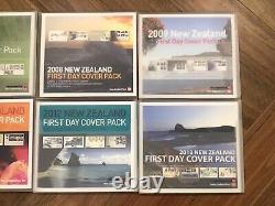 Ensembles annuels de timbres de l'année Nouvelle-Zélande: Premiers Jour 2006-2013 Huit ans de FDC en superbe état