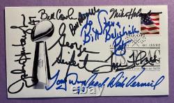 Entraîneurs signés ayant remporté le Super Bowl (9 signatures) Fdc Autographed First Day Cover