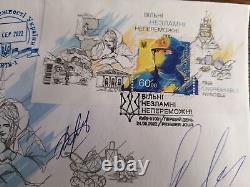 Enveloppe De Couverture Fdc Timbre Invincible Incassable Gratuit Ukraine 2022 Sign Autograph