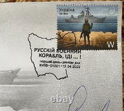Enveloppe FDC autographe rare de Hrybov Gribov avec timbre de bateau de guerre russe, allez FK.