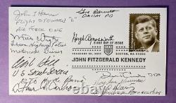 Enveloppe commémorative du premier jour de l'assassinat de JFK signée (9 signatures) Hill, Paine