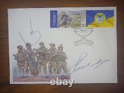 Enveloppe de couverture FDC rare avec timbre Défense Intelligence de l'Ukraine et autographe de Budanov.