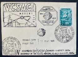 Enveloppe du premier jour 1958 de Moscou en Russie pour l'Assemblée de la CSAGI.