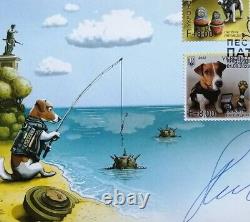 Fdc Enveloppe De Couverture Patron Minesweeper Dog Stamp Ukraine 2022 Panneau Autographe #2