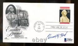 Gerald Ford a signé FDC First Day Cover 6.5x3.5 Autographed Beckett BAS A78265	<br/>
  <br/>
Translation: Gerald Ford a signé FDC First Day Cover 6.5x3.5 Autographié Beckett BAS A78265