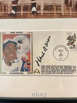 HANK AARON a signé le First Day Cover FDC et la photo de MLB Baseball HAMMERIN' HANK COA