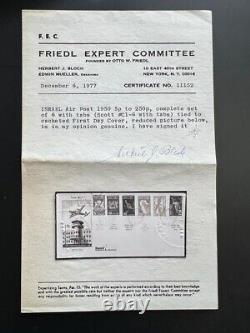 Israël Timbres 1950 Premier Courrier Aérien Fdc 25.6.1950 Avec Certificat