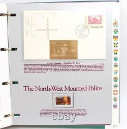 L'histoire Du Canada Stamp & Fdc Set + Gold Foil 4 Vol. Ensemble De 84 + Documents