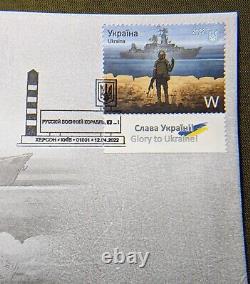 Le Vaisseau De Guerre Russe S'en Va. Fdc Kherson Ukraine Timbre Enveloppe F+w 12.04.22 Premier Jour