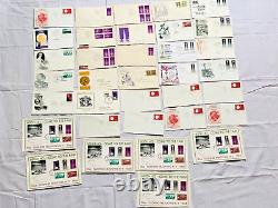 Lot de 35 enveloppes de timbres des Expositions Universelles FDC FDI Premier Jour d'Émission 1939-1980