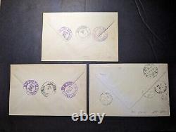 Lot de 3 Enveloppes Premier Jour enregistrées de 1949 du Liechtenstein de Vaduz à Los Angeles, USA