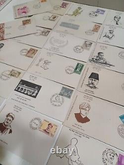 Lot de 50 enveloppes premier jour (FDC) Inde indienne des années 1960 et 1970 Rares