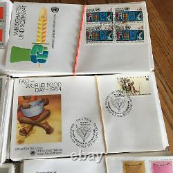 Nations Unies 13lb + Couvertures de timbres du premier jour FDC Plus de 1200 principalement de 1980 à 88