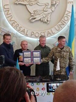 Navire de guerre russe. Bloc de timbres de couverture du premier jour de la guerre en Ukraine à Chernivtsi.