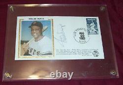 Premier jour couverture dédicacée WILLIE MAYS Say Hey Kid, NY SF GIANTS HOF ROY Signé