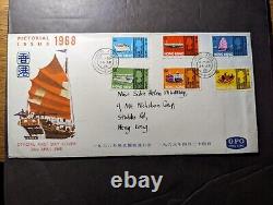 Premier jour de couverture britannique de Hong Kong de 1968 avec des timbres illustrés de navires
