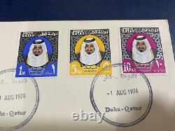 Qatar 1974 Sheikh Khalifa Bin Hamad Fdc Haute Valeur Rare Premier Jour Couverture 1 Août
