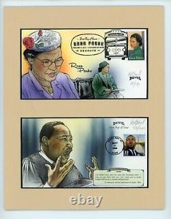 Rosa Parks M. L. King Couvertures De Premier Jour Encadrées Fdc 10 X 12 Timbres