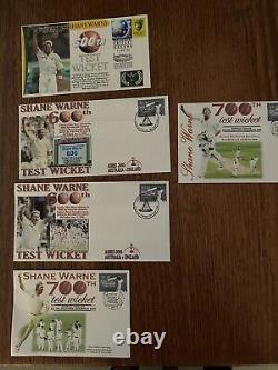 Shane Warne Ultimate Cricket First Day Cover Collection. 42 Couvertures