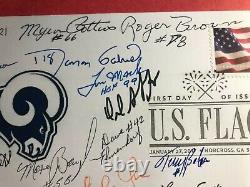 Signé Los Angeles Rams Legends (16 Sigs) Fdc Autographié Premier Jour Couverture