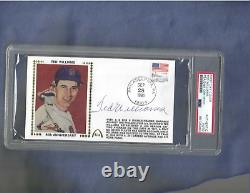 Ted Williams Autographed First Day Cover Boston Red Sox Baseball PSA SLABBED <br/>	 <br/>

	 Translation: Timbre autographié Ted Williams Boston Red Sox Baseball PSA SLABBED