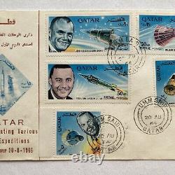 Timbres FDC du Qatar commémorant diverses expéditions spatiales Premier jour d'émission 8-20-66